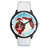 Irish Red And White Setter On Christmas Florida Wrist Watch-Free Shipping