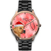 Staffordshire Bull Terrier On Christmas Florida Golden Wrist Watch-Free Shipping