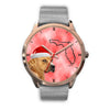 Staffordshire Bull Terrier On Christmas Florida Golden Wrist Watch-Free Shipping