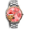 Staffordshire Bull Terrier On Christmas Florida Golden Wrist Watch-Free Shipping