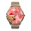 Staffordshire Bull Terrier On Christmas Florida Golden Wrist Watch-Free Shipping