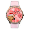 Staffordshire Bull Terrier On Christmas Florida Golden Wrist Watch-Free Shipping
