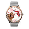 Sussex Spaniel On Christmas Florida Golden Wrist Watch-Free Shipping