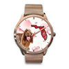 Sussex Spaniel On Christmas Florida Golden Wrist Watch-Free Shipping