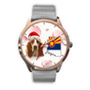 Basset Hound On Christmas Arizona Golden Wrist Watch-Free Shipping
