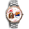 Basset Hound On Christmas Arizona Golden Wrist Watch-Free Shipping