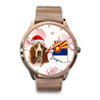 Basset Hound On Christmas Arizona Golden Wrist Watch-Free Shipping