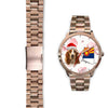 Basset Hound On Christmas Arizona Golden Wrist Watch-Free Shipping