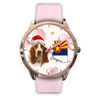 Basset Hound On Christmas Arizona Golden Wrist Watch-Free Shipping