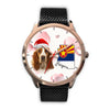 Basset Hound On Christmas Arizona Golden Wrist Watch-Free Shipping