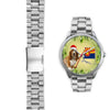 Cute Basset Hound On Christmas Arizona Silver Wrist Watch-Free Shipping