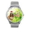 Cute Basset Hound On Christmas Alabama Silver Wrist Watch-Free Shipping