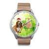 Cute Basset Hound On Christmas Alabama Silver Wrist Watch-Free Shipping