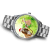 Cute Basset Hound On Christmas Alabama Silver Wrist Watch-Free Shipping