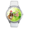 Cute Basset Hound On Christmas Alabama Silver Wrist Watch-Free Shipping