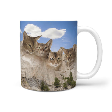 Abyssinian Cat Mount Rushmore Print 360 White Mug