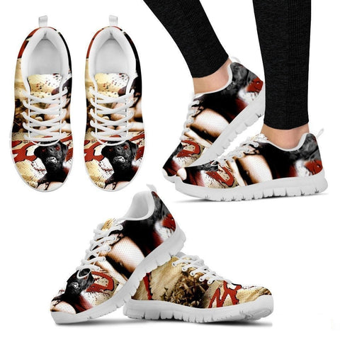 300 Movie Style Black Labrador Running Sneakers (Women)-Paww-Printz-Merchandise