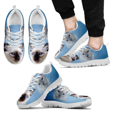 Cute Birman Cat Print Sneakers For Men(White/Black)- Free Shipping-Paww-Printz-Merchandise