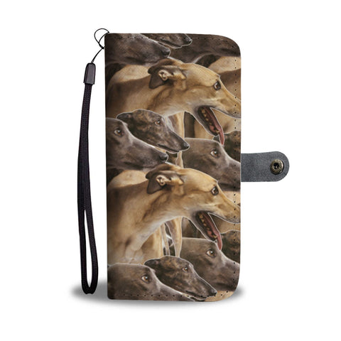 Greyhound Dog In Lots Print Wallet Case-Free Shipping