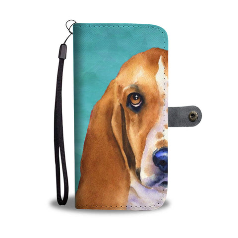 Amazing Basset Hound Dog Print Wallet Case-Free Shipping