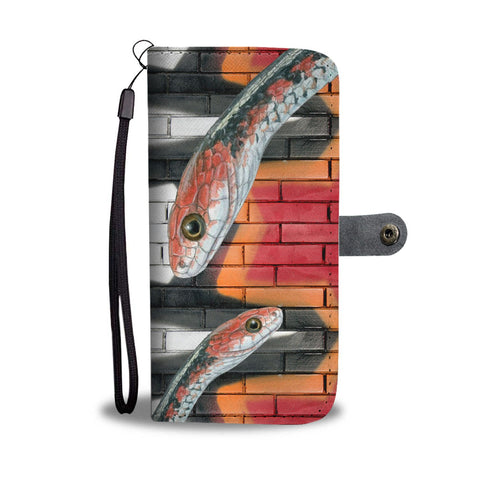Snake Red Print Wallet Case-Free Shipping
