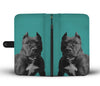Black Pitbull Dog Print Wallet Case-Free Shipping