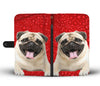 Pug On Red Print Wallet Case- Free Shipping