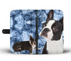 Boston Terrier On Blue Print Wallet Case- Free Shipping