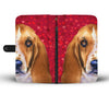 Basset Hound Dog On Red Hearts Print Wallet Case-Free Shipping