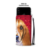 Basset Hound Dog On Red Hearts Print Wallet Case-Free Shipping