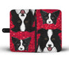 Border Collie Dog On Red Print Wallet Case-Free Shipping