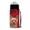 Yorkshire Terrier On Red Print Wallet Case- Free Shipping