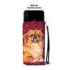Pekingese Dog On Red Hearts Print Wallet Case-Free Shipping