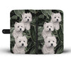 Cute Westie On Green Leaves Print Wallet Case- Free Shipping