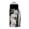 Cute Westie On Green Leaves Print Wallet Case- Free Shipping