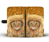 Cute Bengal Cat On Hearts Print Wallet Case-Free Shipping
