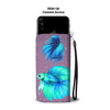 Betta Fish (Siamese Fighting Fish) On Hearts Print Wallet Case-Free Shipping