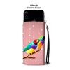 Gouldian Finch Bird On Hearts Print Wallet Case-Free Shipping
