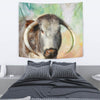 Amazing English Longhorn Cattle (Cow) Print Tapestry