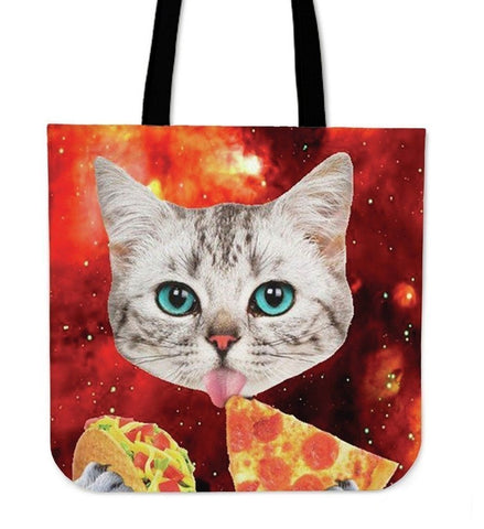 Cat Eat Pizza High Quality Tote Bag-3D Print-Free Shipping-Paww-Printz-Merchandise