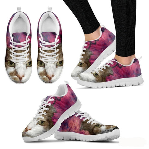 Cat Print Pink Running Shoe (Women)- Free Shipping-Paww-Printz-Merchandise