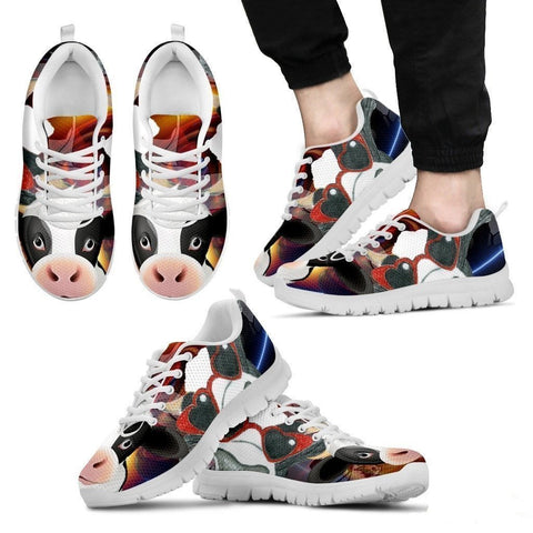 Cow Toon Print Running Shoe Men- Free Shipping-Paww-Printz-Merchandise