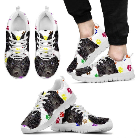 Curly Coated Retriever Dog (White/Black) Running Shoes For Men-Free Shipping-Paww-Printz-Merchandise