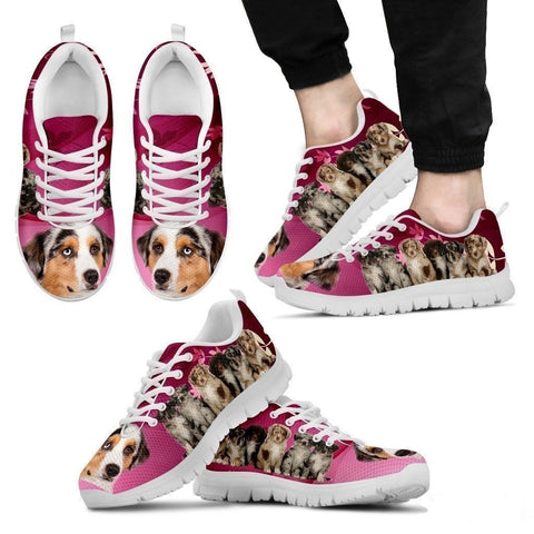 Miniature American Shepherd (Herding dog) Print Sneakers For Men(White/Black)- Free Shipping-Paww-Printz-Merchandise