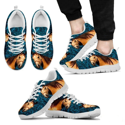 Quarter Horse Print (Black/White) Running Shoes For Men-Free Shipping Limited Edition-Paww-Printz-Merchandise
