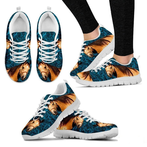 Quarter Horse Print (White/Black) Running Shoes For Women-Free Shipping-Paww-Printz-Merchandise