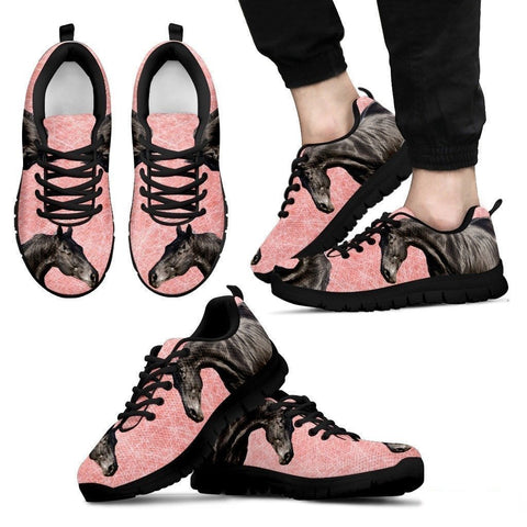 Thoroughbred Horse Print (Black/White) Running Shoes For Men-Free Shipping Limited Edition-Paww-Printz-Merchandise