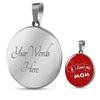 'I Love MY MOM' Red Print Circle Pendant Luxury Necklace
