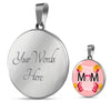 "MOM" Print Circle Pendant Luxury Necklace