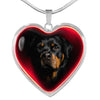 Rottweiler Dog Print Heart Charm Necklaces-Free Shipping
